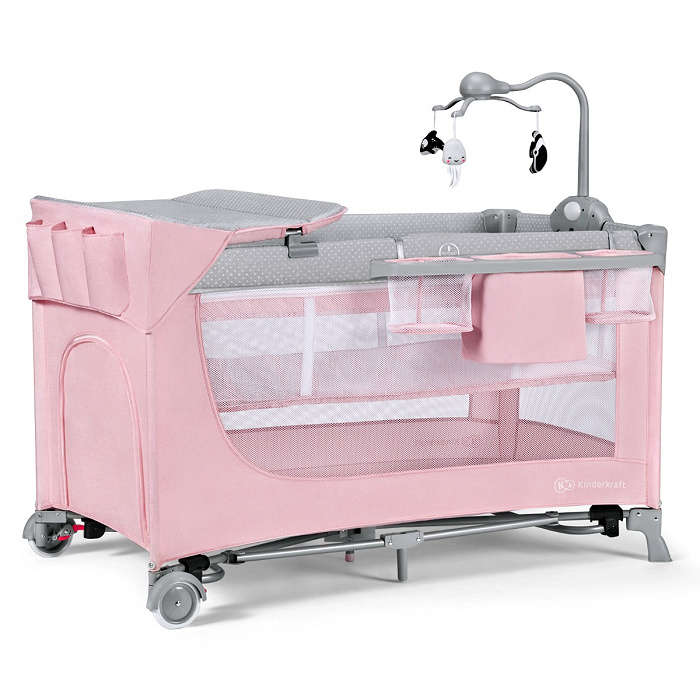 Travel Cot with accessories LEODY Pink