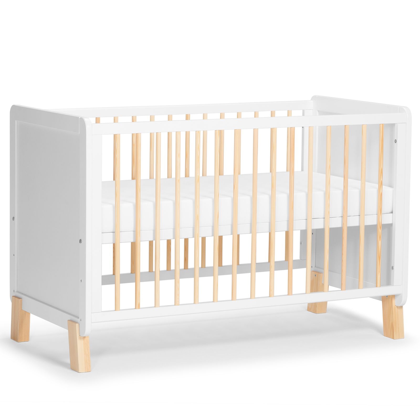 Baby wooden cot with mattress NICO white
