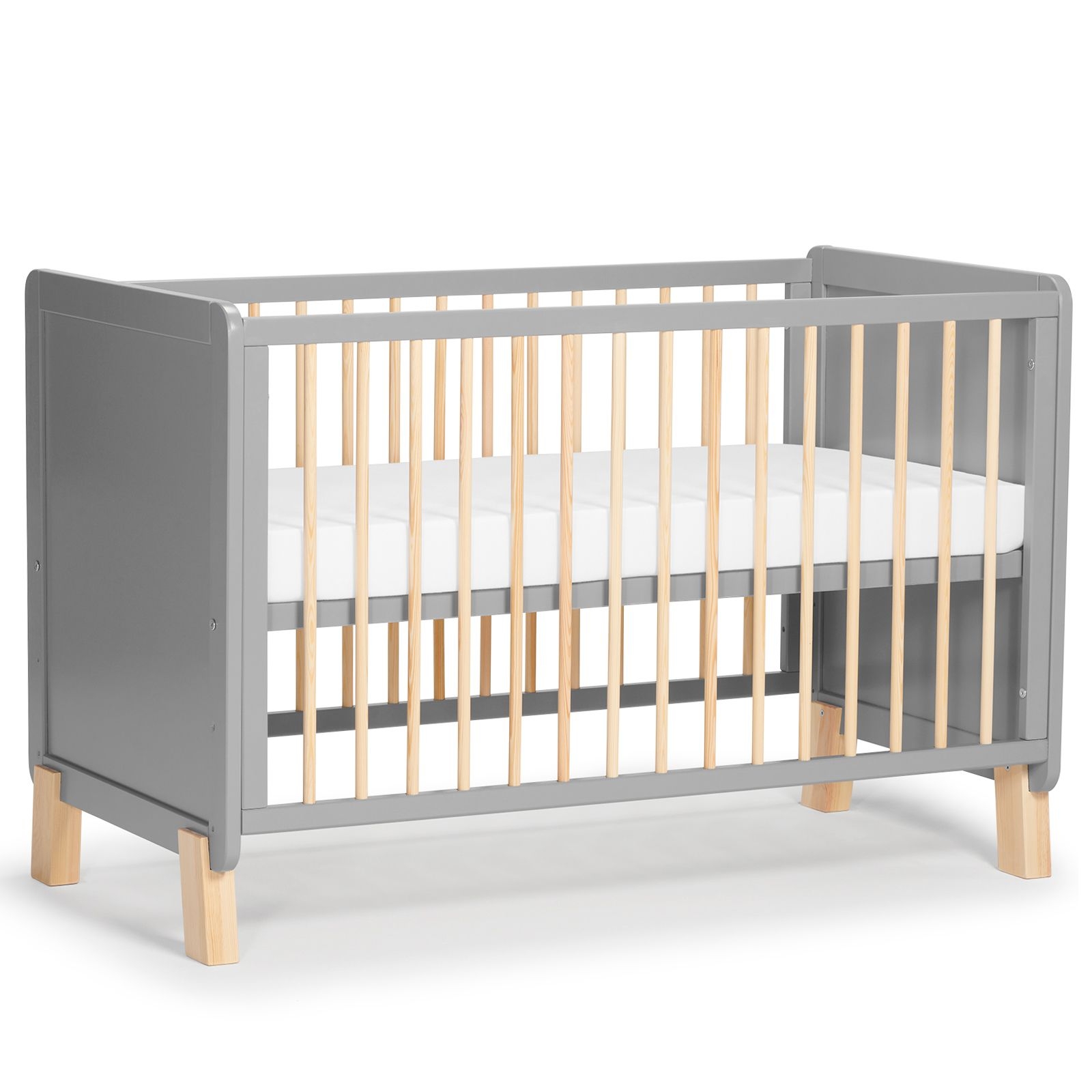 Baby wooden cot with mattress NICO grey