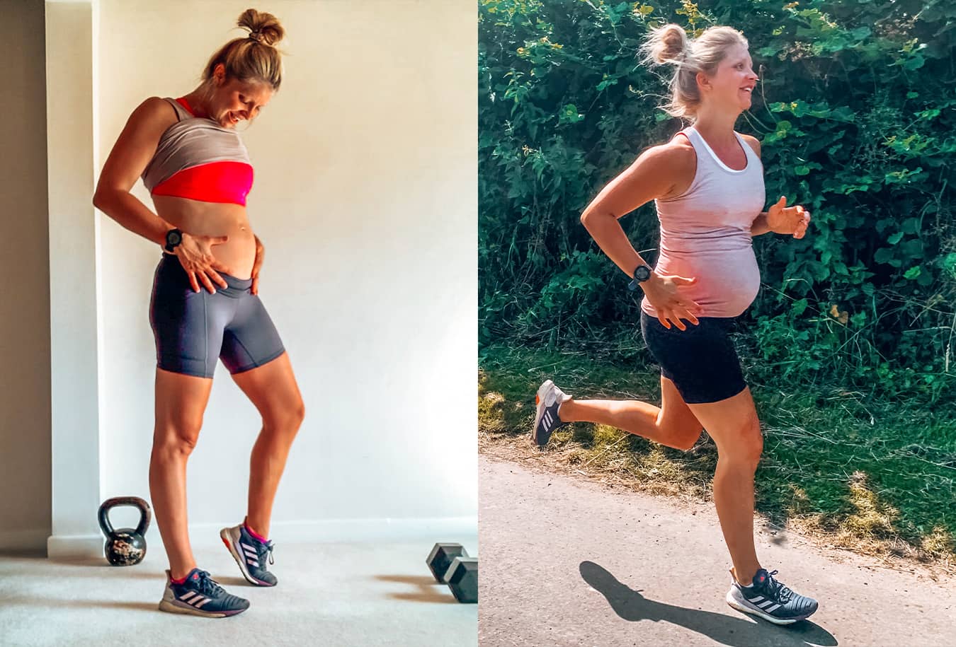 Fitness woman exercising during pregnancy jogging